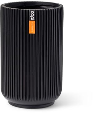 Capi Europe - Gefäß hoch Groove Black & Gold - 22x32 - Schwarz - Blumentopf für drinnen - CAPI Indoor - BGVBL435