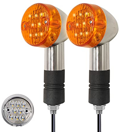 VRWEARE Universal 2pcs LED Motorcycle Turn Signals Chrome Bullet Front Rear Lights Blinker Indicator 12V Compatible with Honda Harley Kawasaki Suzuki Yamaha
