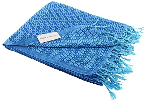 Stefano Ferrante Bird Eye Summer Hamamtuch Saunatuch Pestemal Fouta Strandtuch Badetuch Handtuch Baumwolle Backpacker 100x180 cm (türkis/blau)