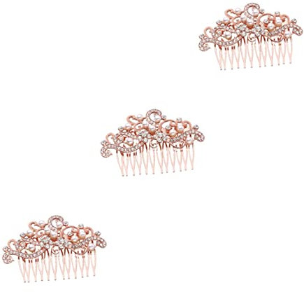 Mikinona 3stücke Braut Haarkamm Mit Perlen Und Strass Hochzeitskopfstück Roségold Für Als Haarschmuck Für Hochzeiten Partys Oder Besondere Anlässe