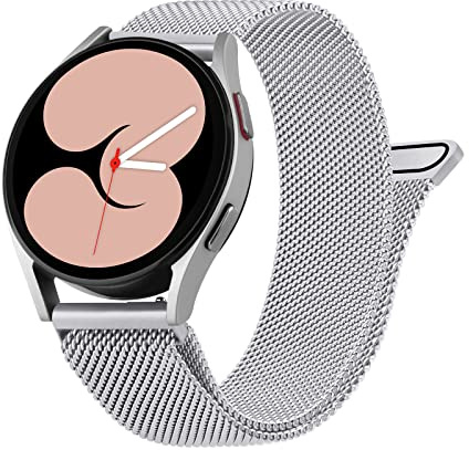 Vancle Armband für Samsung Galaxy Watch 4 Armband 40mm 44mm Damen Herren,Metall Mesh Edelstahl Ersatzarmband 20mm Uhrenarmband für Galaxy Watch 4 Classic 42mm 46mm(Silber)