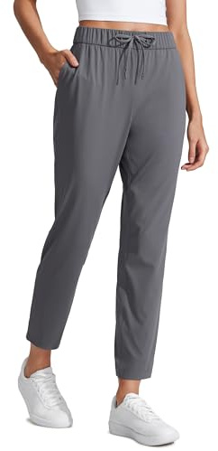 CRZ YOGA Dam 4-vägs Stretch Resor Casual 7/8 Fotledsbyxor 27,5 Träningsbyxor Lounge Outdoor Workout Athletic Pockets Byxor Mörk kol S
