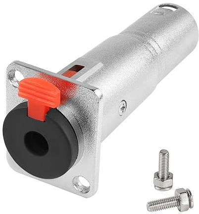 QIANRENON TRS 6,35mm Buchse auf XLR Stecker Panel Montage Adapter Verriegelung TRS 6,35mm auf XLR Montage Anschluss 1/4 auf XLR Durchführung Bulkhead Mount Steckdose, für Mikrofon Gitarre Mischpult