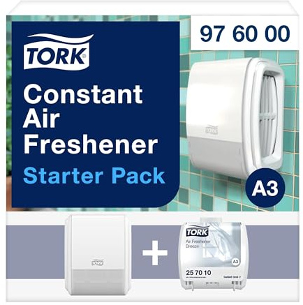 Tork Starter Pack für kontinuierlichen Lufterfrischer A3, Design, 976000 | Weiß Elevation Spender und Nachfüllmaterial Frühlingsbrise