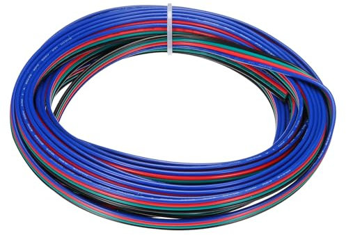 sourcing map 20 Gauge 4 Conductor Electrical Wire Tinned Copper Cable 25FT Flexible Stranded Hook-up Wire for LED Strips Lamps Residential Wiring Car Circuit