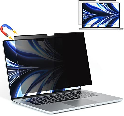 FILMEXT Écran de confidentialité pour MacBook Air 13,6 2022 (M2, A2681), filtre anti-lumière bleue amovible, protection d'écran de confidentialité pour ordinateur portable Mac 13,6