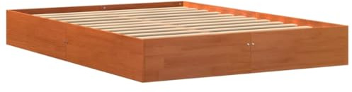 vidaXL Massivholzbett ohne Matratze Wachsbraun 140x200 cm Kiefernholz