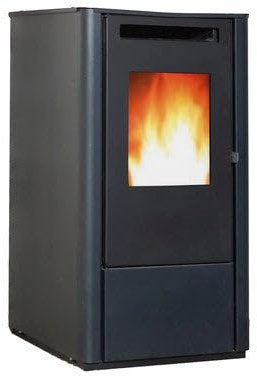 Suinga Stufa a pellet. Efficienza e design superiore con superficie riscaldata, colore nero (Thelma 6,5 KW)