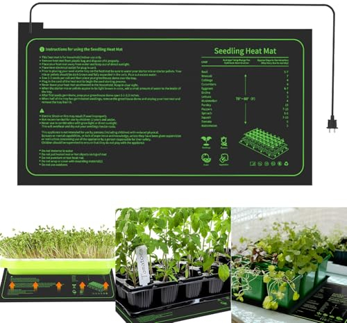 WIYETY Värmematta växter: 25,5 x 53,5 cm värmematta för plantor groddar och husdjur, växthus värmematta för sticklingar, husdjur och reptiler