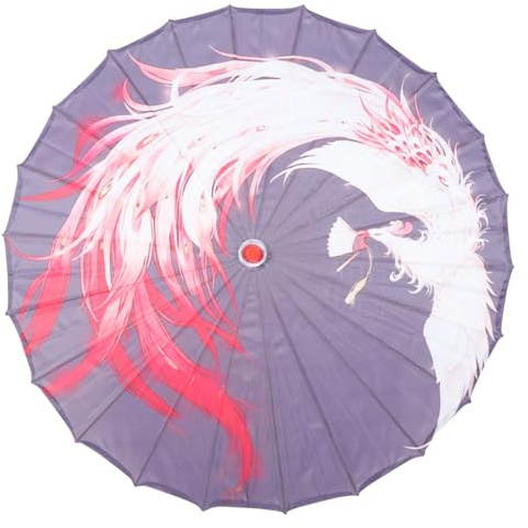 PACKOVE Umbrella Oriental Japanese Cloth Silk Retro with Smooth Polished Wooden Handle, Decorative for Photography, Acting, and Cosplay Events
