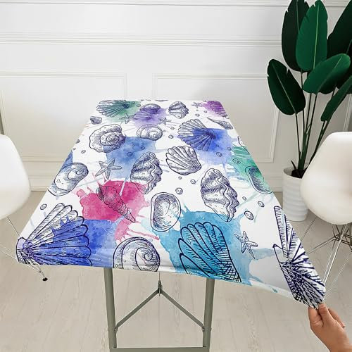 Morbuy Rechteckige Drucken Elastische Tischdecke, 3D Rechteckig Tischdecke mit Gummizug Spanntischdecke Gartentischdecke für Outdoor Picknick Camping Partys (6ft=183x76cm,Graffiti)