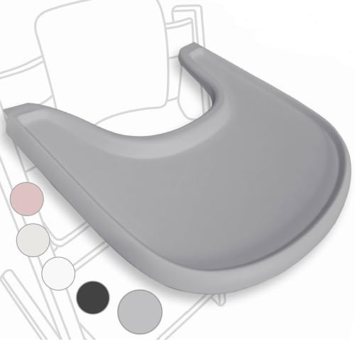 Hochstuhl-Tisch kompatibel mit Stokke Tripp Trapp Stuhl - MattGrau – nicht geeignet für Saugplatten – Essbrett passend für Stokke Tripp Trapp – BPA-frei