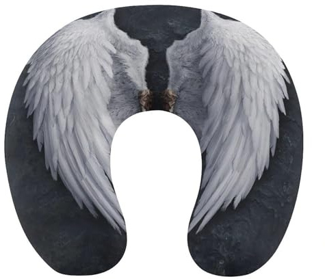JZemdybill Cuscino da viaggio con ali d'angelo, cuscino per il collo da viaggio, in memory foam, portatile, cuscino di supporto per dormire