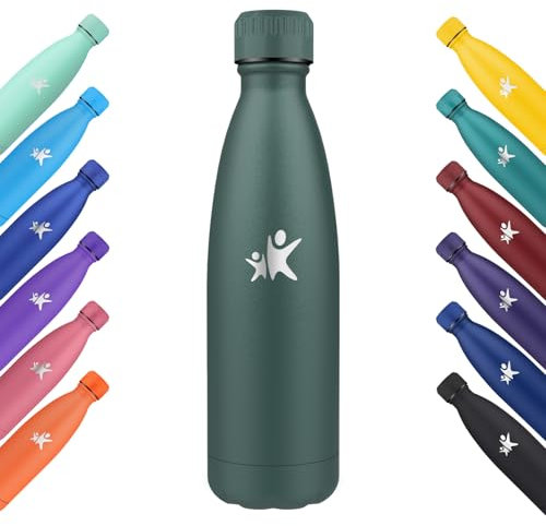 KollyKolla Borraccia Termica 750ml, Borraccia in Acciaio Inox, Riutilizzabile, Termos senza BPA, Bottiglia Termica Metallo, Borracce Termiche per Sportiva, Adulto, Scuola, Viaggi - Verde Militare