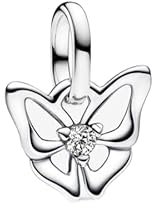 PANDORA ME 793451C01 Mini breloque en forme de papillon en argent sterling avec zircone compatible avec bracelets ME et Moments, 2,7x8,7x10 mm, Argent sterling, Zircone cubique