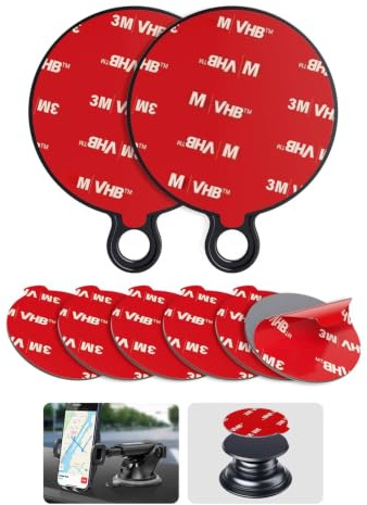 APPS2Car 3M Adhesive Pads-2pcs 70mm Round & 6pcs 35mm (1.38 inches) Round, 70mm Dashboard Pad Mounting Disk for Car Suction Cup, 1.38 VHB Sticky Tape for Phone Collapsible Grip & Stand