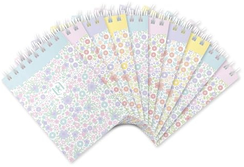 Oxford Notizblock A7 Floral liniert 140 Seiten, Kopfspiralbindung, 4 Designs, 10 Stück