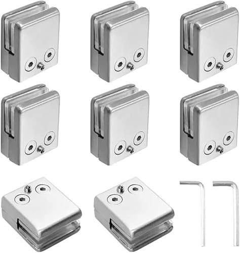 CTRSM Glass clamps，Tempered glass holders, 8pcs Glass Brackets Stainless Steel Round Glass Clip Clamps Adjustable Glass Floor Clamp for Glass Doors Railing Stairs(10~12mm)