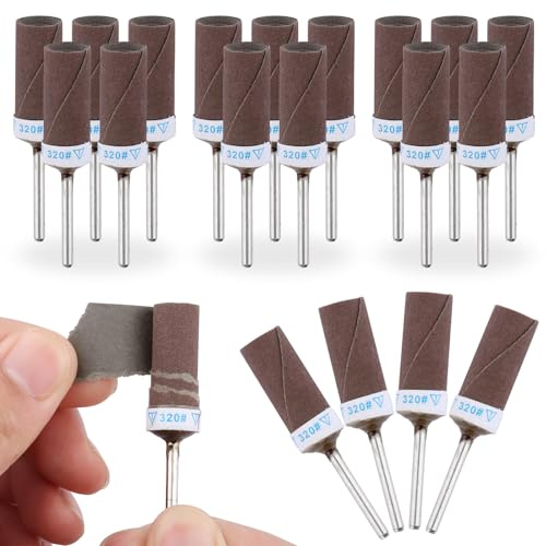 Gelewuld 20 Stück 320 Körnung Schleifhülsen-Set für Dremel & Bohrmaschinen Schleiftrommelsätze für Bohr- und Ausbohrmaschinen, Hülsensätze, Schleifpapierstöcke für Metall, Holz, Formen, Stein,Polieren