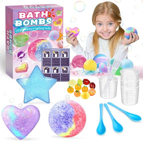 Charmofun Badebomben Kinder, DIY Badebomben Geschenk Set, Badekugeln Kinder mit Überraschung, Handgefertigte Natürliche Schaumbad für Mädchen, Badekugeln Weihnachten Kindertag Geburtstags Geschenk