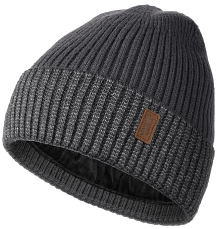 Wmcaps Wintermütze für Herren, gefütterte Thermo-Mütze | Strickmütze, winddicht, atmungsaktiv, elastisch, weich, Fleecefutter, für Radfahren, Sport, Laufen, Alltag & Spazieren.