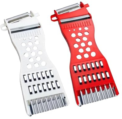 2 Stück 6-In-1 Multifunktions Gemüseschäler, Gemüseschneider, Einfaches Raspeln Schneiden Schälen, Schäler Hobel Gemüse, Spülmaschinenfest, Julienneschneider für Obst und Gemüse