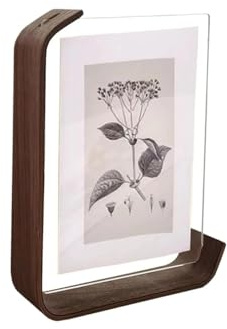 Jilskl Cornice Doppia, Cornice Rustica a Doppio Vetro, Cornice Foto a Doppia Faccia, 14 x 21 cm, Base Unica a Forma Di L con Foglio Permeabile Aggreko (Orizzontale + Verticale), Marrone