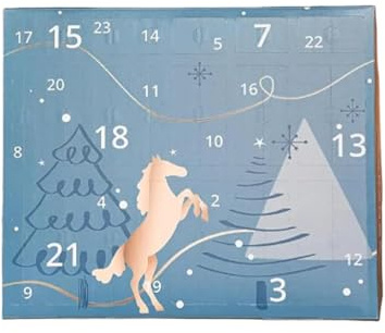 Adventskalender Winterhimmel Design Pferd Countdown Kalender mit 24 Tagen Pferde Geschenke und Überraschungen，Überraschungsboxen für Kinder，Zufällige Blindboxen für Erwachsene