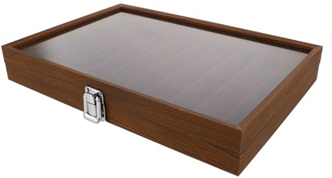 TIDTALEO Scatola Porta Collane in Legno con Coperchio in Vetro Organizer per Catene di Ciondoli e Braccialetti Espositore Antipolvere per Gioielli Lunghi Vassoio Porta Anelli per Donna