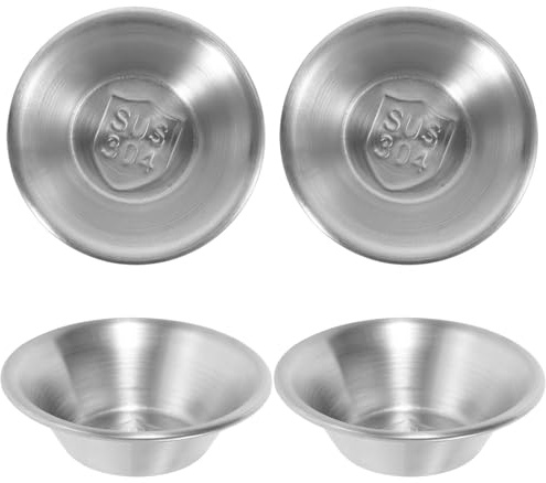 COLLBATH Molde para Tartaletas de Huevo de Acero Inoxidable, 4 Piezas Antiadherente, Mini Moldes para Hornear Tartas y Cupcakes, Utensilios para Repostería Casera, Apto para Horno