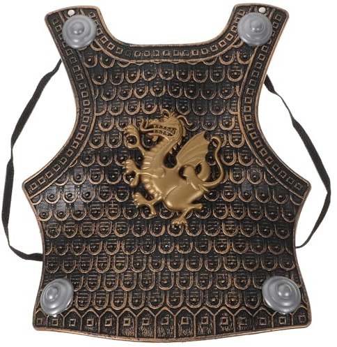 Veemoon Armure de Jeu Garçon et Filles en Plastique Bronze Ancien, Costume Médiéval Petit Bouclier Rigide, Déguisement Garçon 5-8 Ans pour Fêtes et Cosplay Réaliste