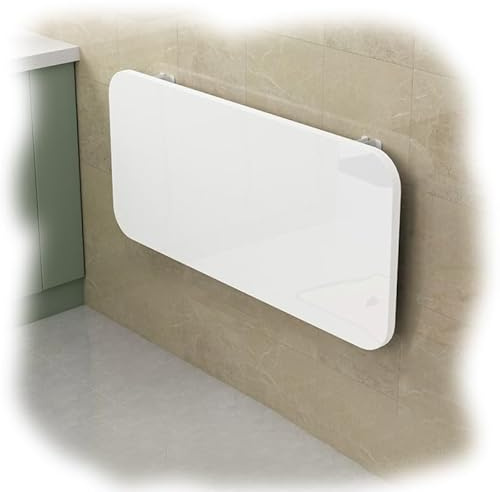 Mensola pieghevole sospesa da parete, in legno, salvaspazio, per cucina, garage e ripostiglio, 70 x 30 cm, soluzione facile da ripiegare (bianco)