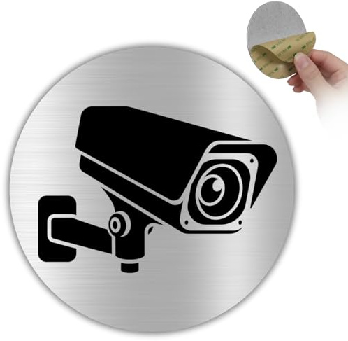 LEIASA | Skylt videoövervakning – 10 x 10 cm – aluminium silver – varningsskylt, övervakningskamera – klistermärke säkerhet – kvadratisk – robust – väderbeständig – grosor 0,8 mm – (videosignal