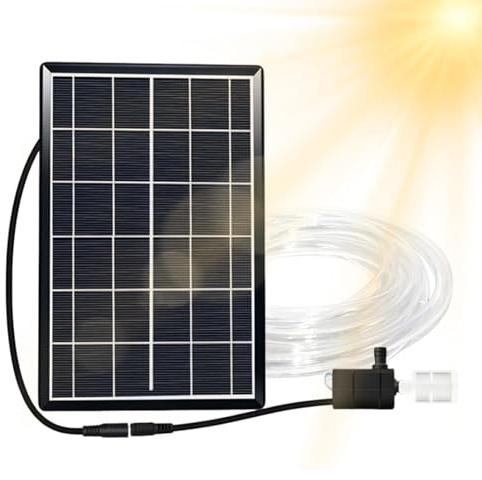 Solar Water Fountain - Solar Powered Adjustable Silent Small Decoration Water Fountain for Garden, Patio, Pool, Ponds, Fish, Flowers, Planter, Home
