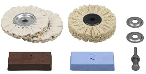 wolfcraft professional polishing set I 2179000 I Polishing pastes, mandrel, sisal brush, buffing discs for high-gloss polishing