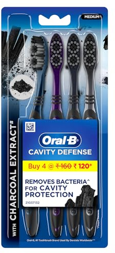 Oral B Cavity Defense 123 Black Toothbrush Medium (Pack of 4)
