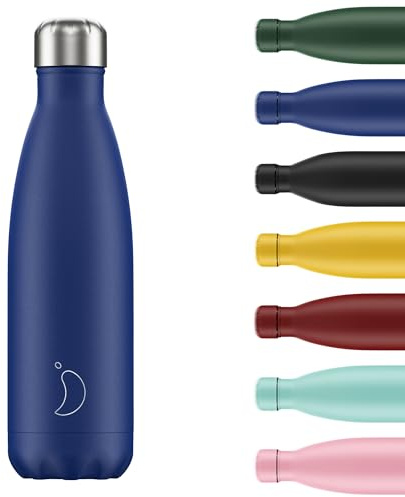 Chilly's Unisex – Adulto Matte Collection – Botella de agua azul 500 ml