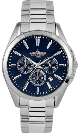 JACQUES LEMANS - Chronographen Derby - Quartz Uhrwerk - Gehäusedicke: 11 mm - Edelstahl - 10 ATM