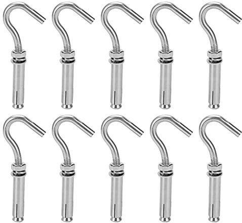 Tyenaza M8 Expansion Hook, 10Pcs Open Cup Hook Screw Edelstahl Expansion Heavy Duty Bolts, Ankerbolzen Cup Betonziegel Haken