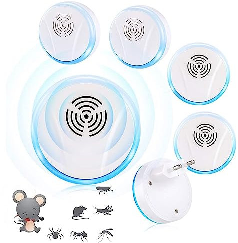 EHOTER Répulsif Ultrason Anti Moustiques Lot De 6 Répulsif Antiparasitaire à Ultrasons pour Moustiques pour Rongeurs Souris Moustique Cafard Araignée Mouche