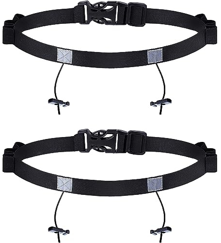 2pcs Triathlon Running Startnummerngürtel, Running Belt, Nummerngurt elastisch, Einstellbar,Geeignet ist der spezielle Nummerngürtel für die Teilnahme an Triathlon, Marathon- und anderen, Schwarz