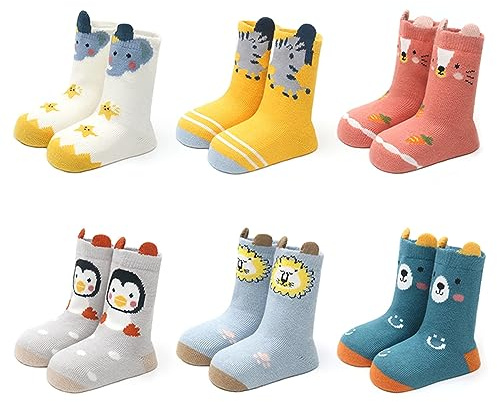outfit spring Calcetines Antideslizantes Bebé, Calcetines Invierno Otoño Niña Niño, Pequeños Calcetines Algodón con Agarre, Unisex Recién Nacido Animales Deportivos Calcetines Conjunto
