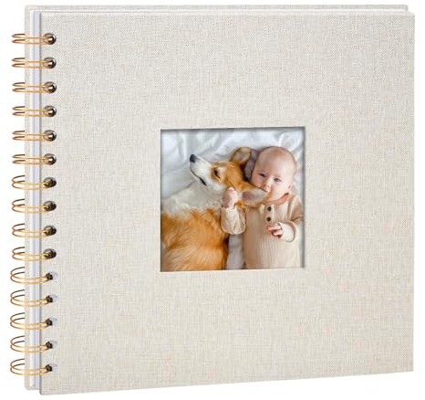 Vienrose Album Fotografico in Lino, 20,5 x 20,5 cm Libro dei Ricordi con 40 Pagine Bianche Fai Da Te per Viaggi Famiglia Matrimonio Natale, Beige