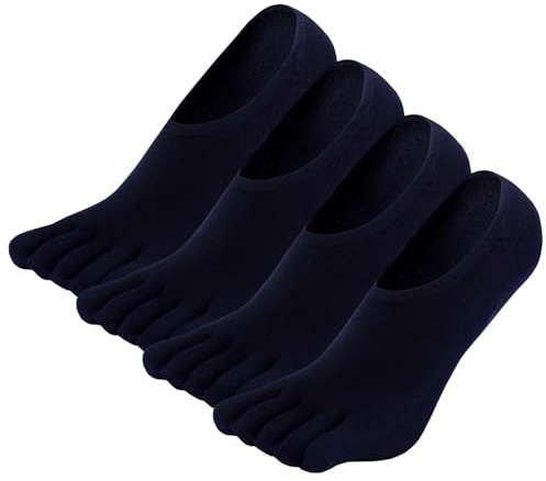 PUTUO Calzini Fantasmini con Dita da Uomo: Calze Invisibili a 5 dita in Cotone da Uomo Calzini Corti Sportive Traspirante con Taglio Basso per Lavoro e Casual 4 Paia 43-46