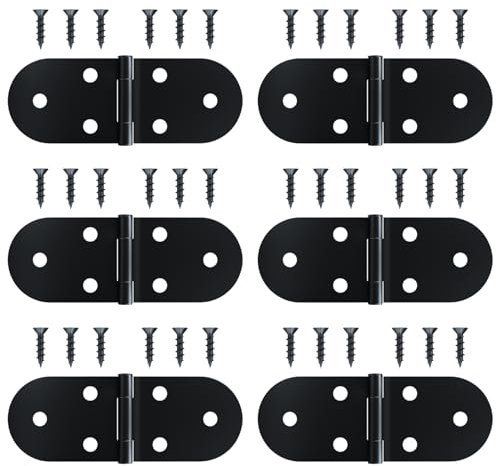 YUNPYCHY Cerniera Pieghevole 270 Gradi, 6 Pezzi Cerniere Pieghevoli a Ribalta, Cerniere a Flip in Acciaio Inox, Cerniera Flip Top Nera con 36 Viti per Armadio, Casse di Legno, Porte