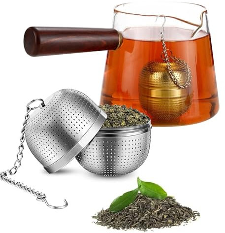 Souvik Infuseur à Thé boule à thé en Acier Inoxydable, Boule à Thé avec Mailles Fines, Filtre Réutilisable pour Théière, Tasse et Cuisine