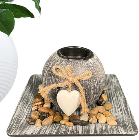 Vela del portandano, candelabro esférico de madera, Cangos rústicos de candelabro, Centrador de velas de madera para colegas de amigos de la familia