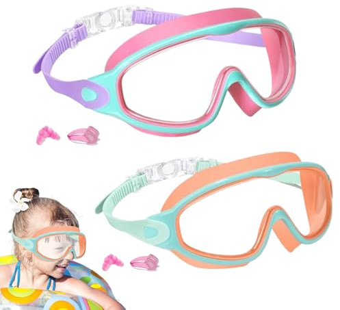 Generisch Lunettes de natation pour - Avec large de vision - Anti-buée - Pas de fuite - Avec pince-nez - Protection des yeux - Pour filles et tout-petits - Natation - Plongée avec tuba