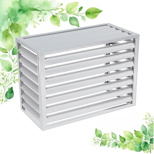 Witriolik Cache pompe a chaleur extérieur Blanc Louver Haut L100*W50*H70(1.5P) Cache Climatiseur Exterieur cache climatisation à accrocher Cache climatiseur exterieur aluminium