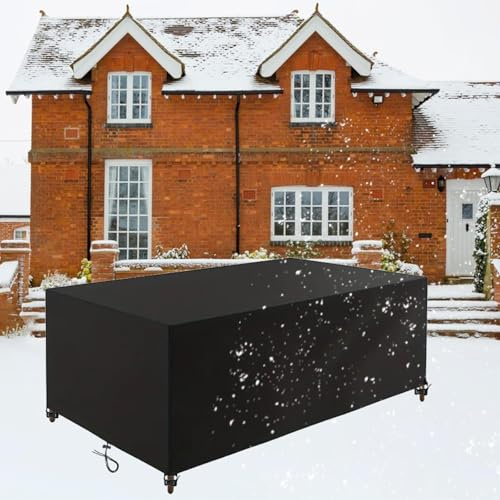 Housse imperméable pour meubles de jardin 180 x 100 x 50 cm – Protection de table d'extérieur en tissu Oxford 420D résistant aux UV et aux intempéries, protection contre le froid, noir